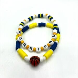 Warriors Beaded Bracelet Set - Blue, Yellow, and White